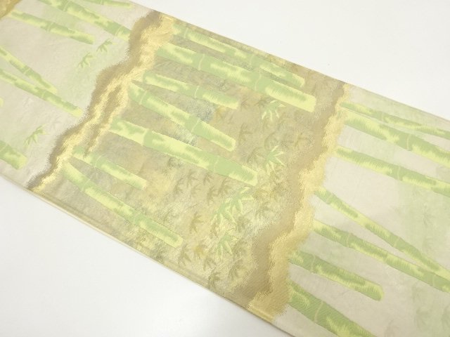 JAPANESE KIMONO / ANTIQUE FUKURO OBI / SILK / WOVEN BAMBOO GRASS